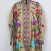 Beige Silk Kashmiri Anjum  Aari Embroidery Short Coat