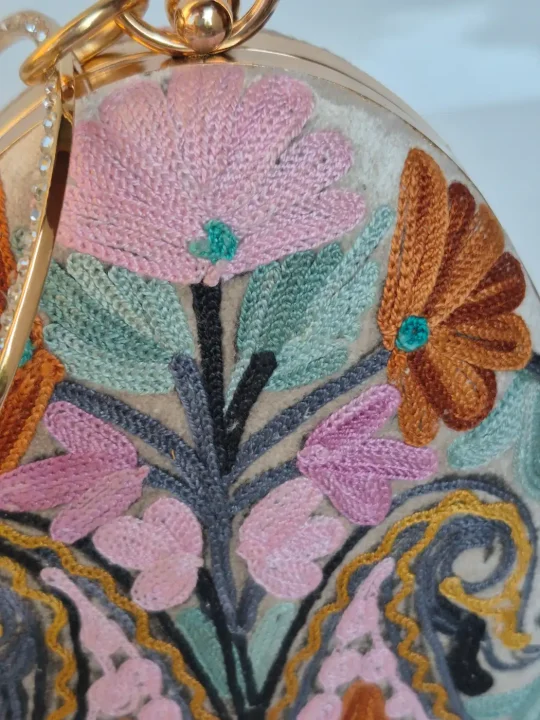 Areesha Kashmiri Multicolored Coconut Bag with Aari Embroidery - Image 2