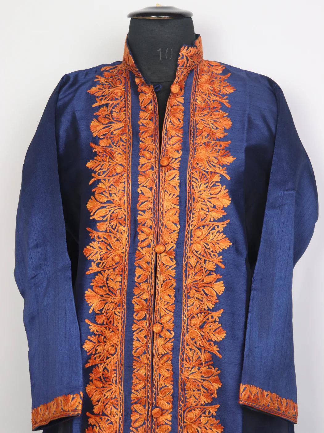 Arjumand Long Silk Aari Work Kashmiri Coat - Image 2