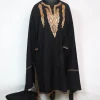 Aseela Kashmiri Pheran In Cashmilon Wool With Botte Tilla Embroidery | Black | 3 Piece Set