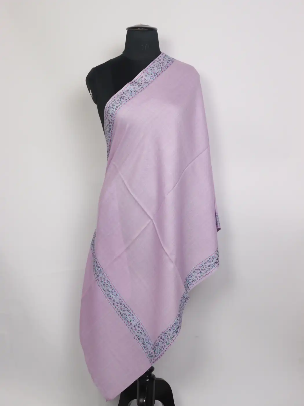 Azra Light Lavender Kashmiri Hand Sozni Stole in Polywool