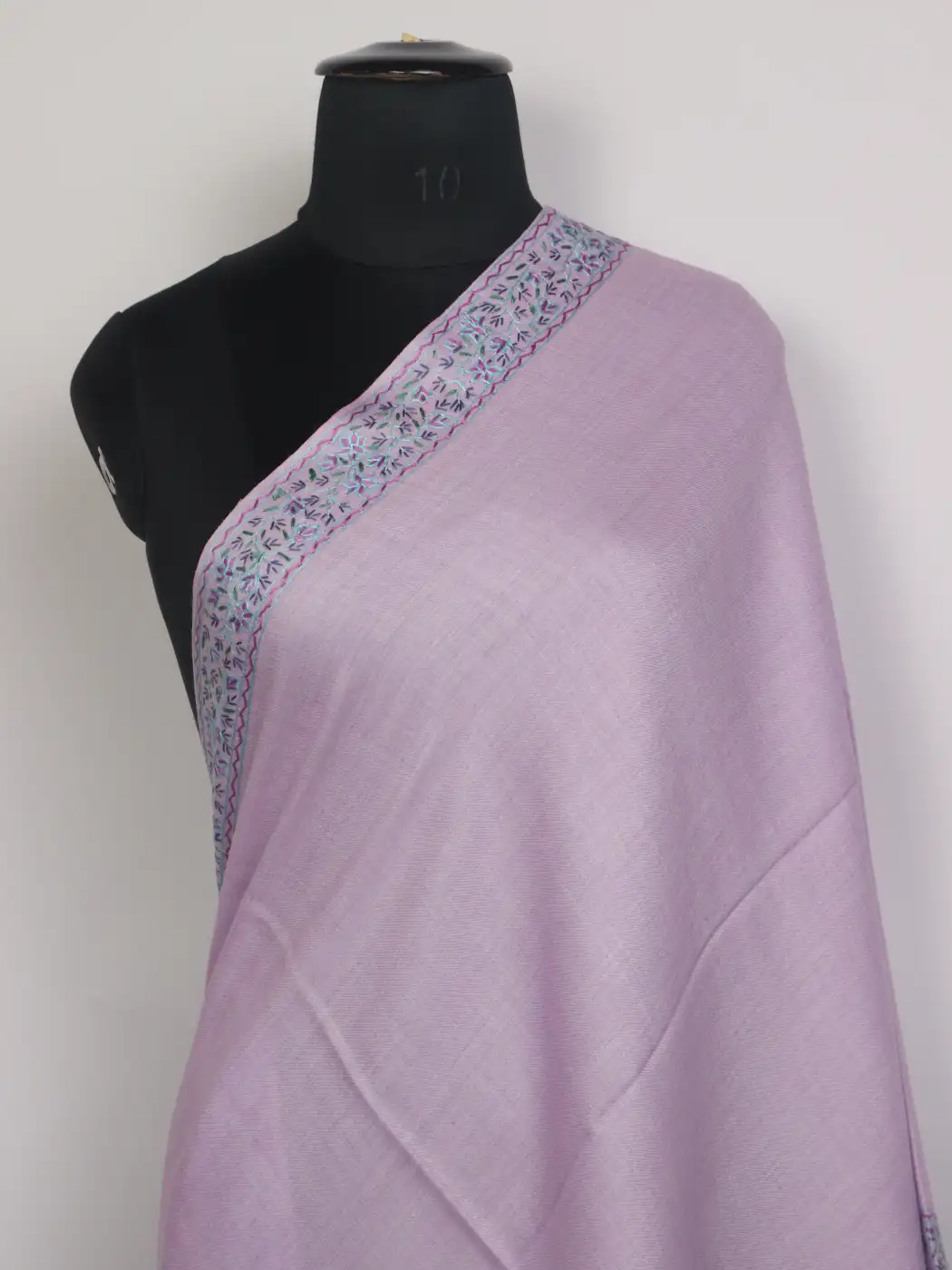 Azra Light Lavender Kashmiri Hand Sozni Stole in Polywool - Image 2