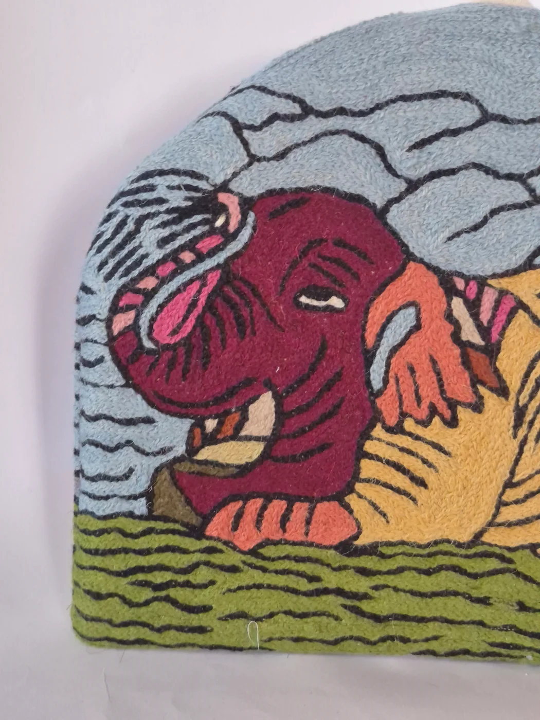 Badiha Kashmiri Handmade Elephant Chain Stitch Wool Thread Tea Cozy - Image 2
