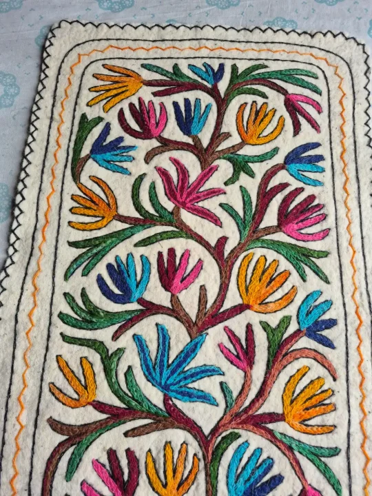 Bahaar Rang Hand Embroidered Namda Rug – Multicolour Floral Vine Design | 3×2 ft - Image 3