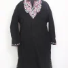 Baseera Kashmiri Girls Pheran in Black Cashmilon Wool with Aari Work (12 to 13Y)