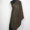 Banafsha Kashmiri Hand Sozni Embroidered Black Stole in Toosha Wool