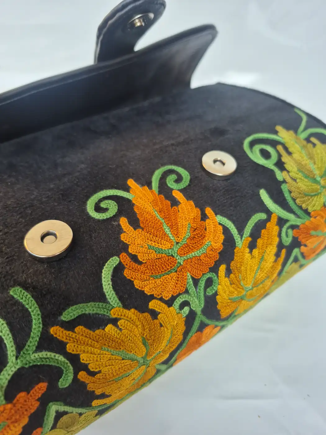 Basma Kashmiri Black Dholki Bag with Aari Embroidery - Image 2
