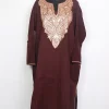 Bisma Kashmiri Raffal Wool Botte Tilla Work Pheran Maroon