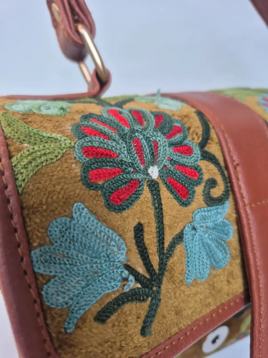 Bushra Kashmiri Brown Dholki Bag with Aari Embroidery - Image 2