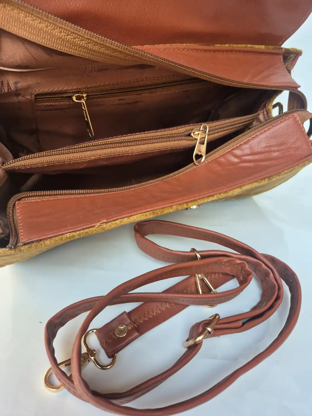 Bushra Kashmiri Brown Dholki Bag with Aari Embroidery - Image 3