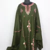 Chinaar Green Kashmiri 3pc Hand Sozni Paper Machie Style Pheran Set in Raffal Wool