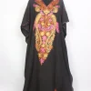 Cyra Kashmiri Long Kaftaan in Crush Cotton with Aari Work Black