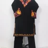 Daneen Black Kashmiri Girls 2pc Pheran Set With Aari Work In Cashmilon Wool (5 to 6 Y)