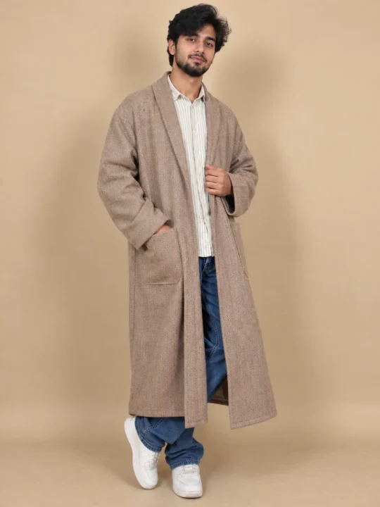 Kashmiri Mens Haseeb Winter Bathrobe Gown Handloom Tweed