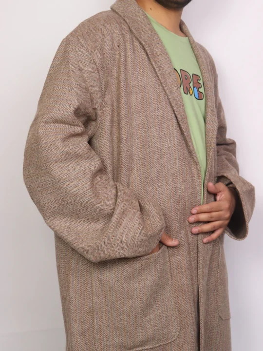 Kashmiri Mens Haseeb Winter Bathrobe Gown Handloom Tweed - Image 3