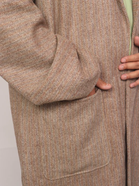 Kashmiri Mens Haseeb Winter Bathrobe Gown Handloom Tweed - Image 4