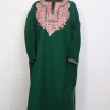 Dark Green Kashmiri Hoorain Pheran with Aari Work in Cashmilon