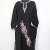 Emaan Kashmiri Pheran In Raffal Wool With Hand Sozni Paper Mache Work | Black