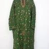 Green Kashmiri Pheran In Raffal Wool With Hand Sozni Paper Mache Jaal Work | Fizza