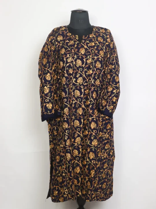 Gauhar Kashmiri Cashmilon Wool Aari Embroidery Pheran All Over Front Back Work