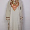 Mehrunissa White Kashmiri Pheran with Hand Aari Work in Raffal Wool