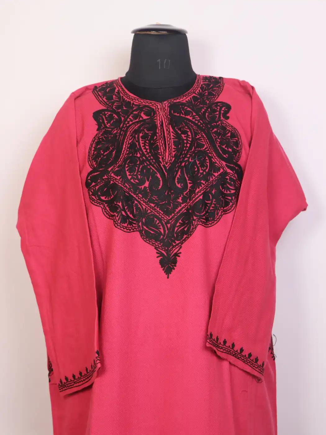 Pink Kashmiri Pheran Cashmilon With Black Aari Embroidered - Image 2