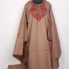 Gulnaaz Peach Kashmiri 3pc Hand Sozni Paper Machie Style Pheran Set in Raffal Wool