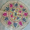Gulnar Rangoli Kashmiri Wool Namda with Pink and Blue Floral Medallion – 4x4 Feet