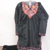 Hafsa Kashmiri Girls 2 Pc Pheran Set In Black Holland Velvet With Aari Work (3 to 4Y)