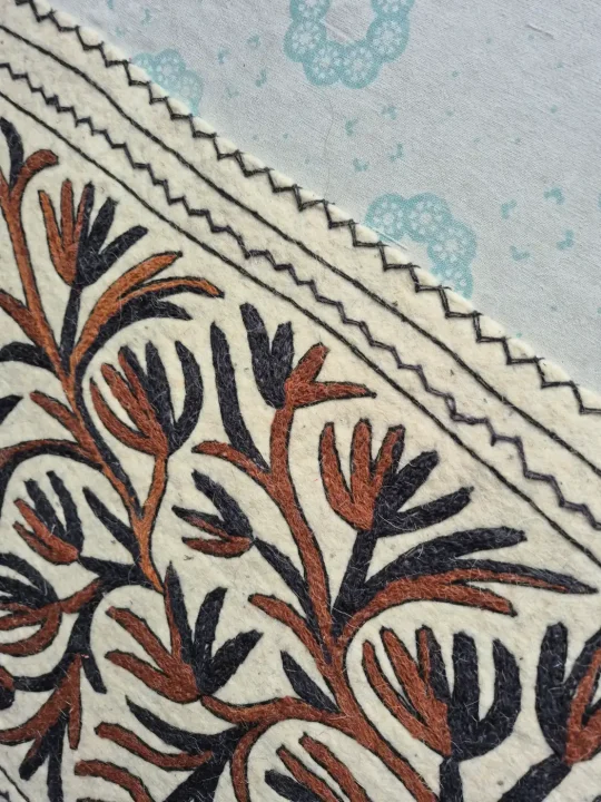 Kashmiri Hand Embroidered Wool Namda 3 × 2 ft – Gul Afshan | Floral Design - Image 2