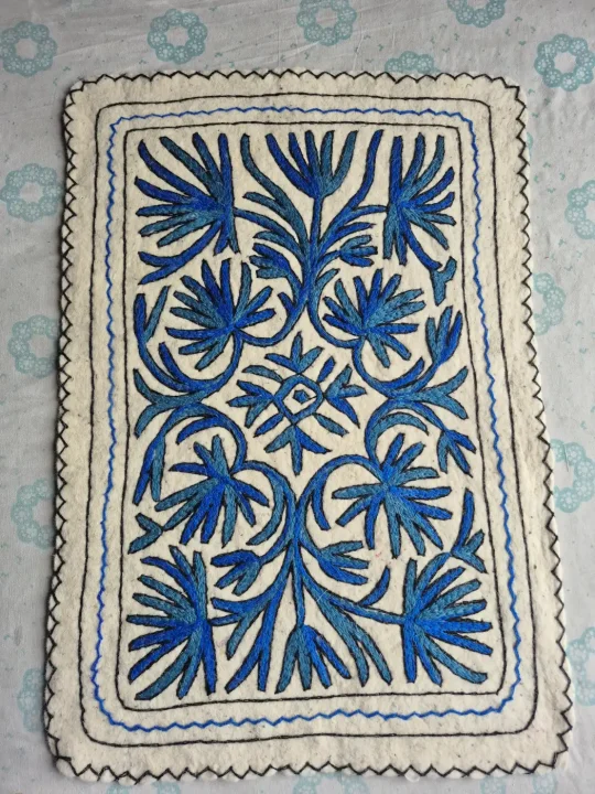 Hand Embroidered Wool Namda Rectangle Floor Rug 3×2 ft – Naghma