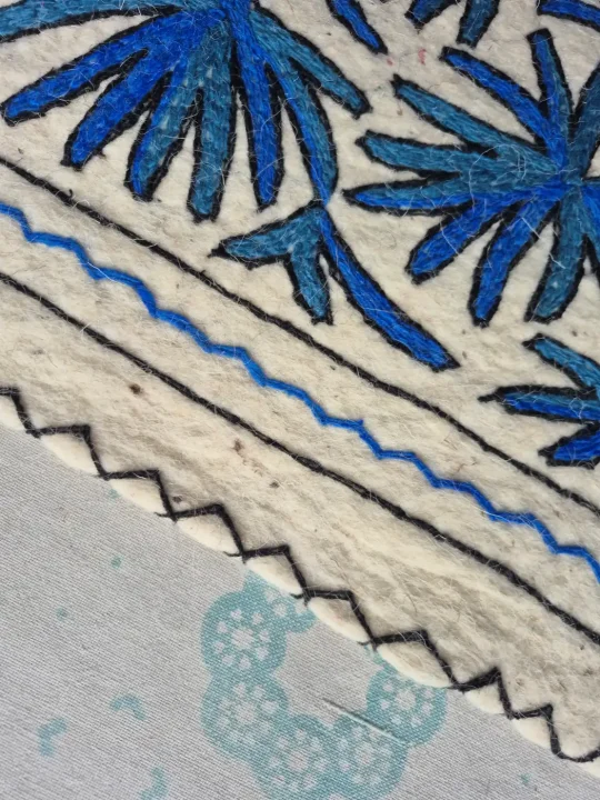 Hand Embroidered Wool Namda Rectangle Floor Rug 3×2 ft – Naghma - Image 3