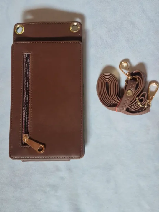 Haneen Kashmiri Brown Mobile And Card Sling Bag with Aari Embroidery - Image 2