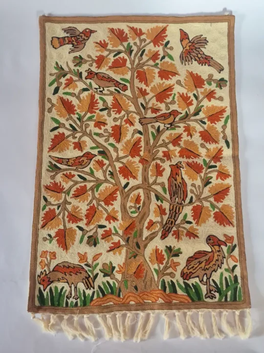 Himal Chain Stitch Tree Of Life Kashmiri Hand Work Wall Hanging 3 by 2 Feet