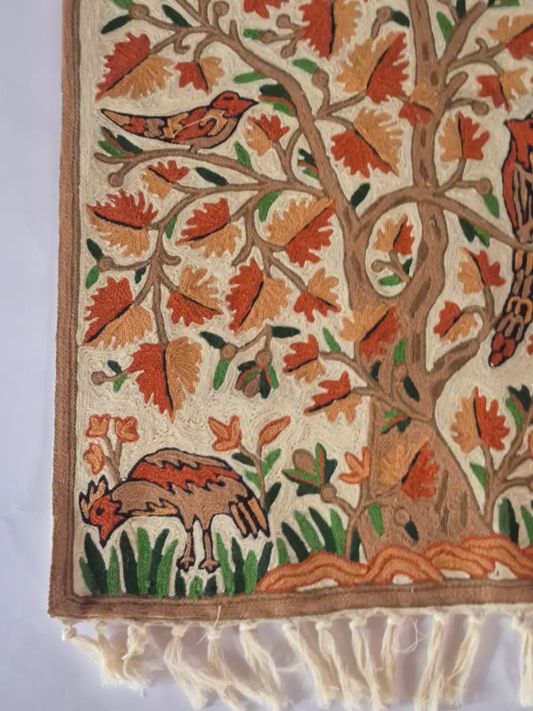 Himal Chain Stitch Tree Of Life Kashmiri Hand Work Wall Hanging 3*2Ft - Image 3
