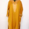 Seerat Yellow Kashmiri Cashmilon Wool Pheran For Women With Aari Work