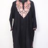 Khoobsurat Black Kashmiri Cashmilon Wool Pheran For Women With Aari Work
