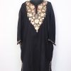 Suraiya Black Kashmiri Cashmilon Wool Pheran For Women With Aari Kadhai