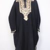 Usma Black Kashmiri Cashmilon Wool Pheran For Women With Aari Embroidery