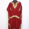 Mahira Maroon Kashmiri Cashmilon Wool Pheran For Women With Aari And Zari Work