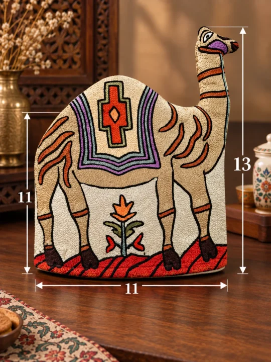 Ibrisam Kashmiri Handmade Camel Chain Stitch Silk Thread Tea Cozy - Image 3