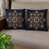 Ibtihaj Kashmiri Handmade Chain Stitch Wool Thread Cushion Cover |Set of 2| 12*12 Inches