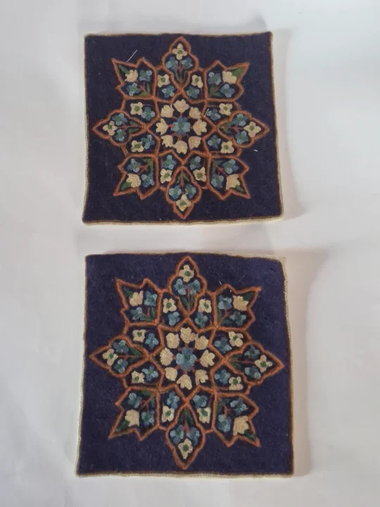 Ibtihaj Kashmiri Handmade Chain Stitch Wool Thread Cushion Cover |Set of 2| 12*12 Inches - Image 2