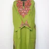 Iffat Kashmiri Pheran in Raffal Wool Hand Sozni Paper Mache Work | Green