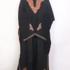 Inara Black Kashmiri Hand Sozni Pheran in Raffal Wool