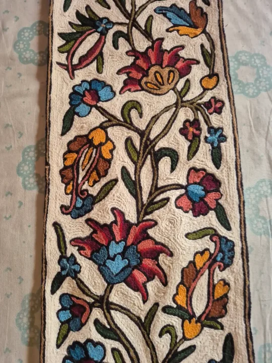 Sopar Kashmiri Wool Thread Embroidery Chain Stitch Handmade  Runner 4*1.5ft - Image 5