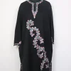 Isra Kashmiri Pheran In Raffal Wool With Hand Sozni and Paper Mache Embroidery | Black