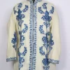White Kashmiri Jamila Cashmilon Wool Short Aari Embroidery Coat