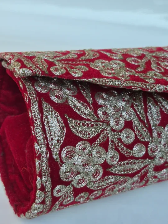 Javeria Red Kashmiri Clutch Bag with Botte Tilla Work - Image 2
