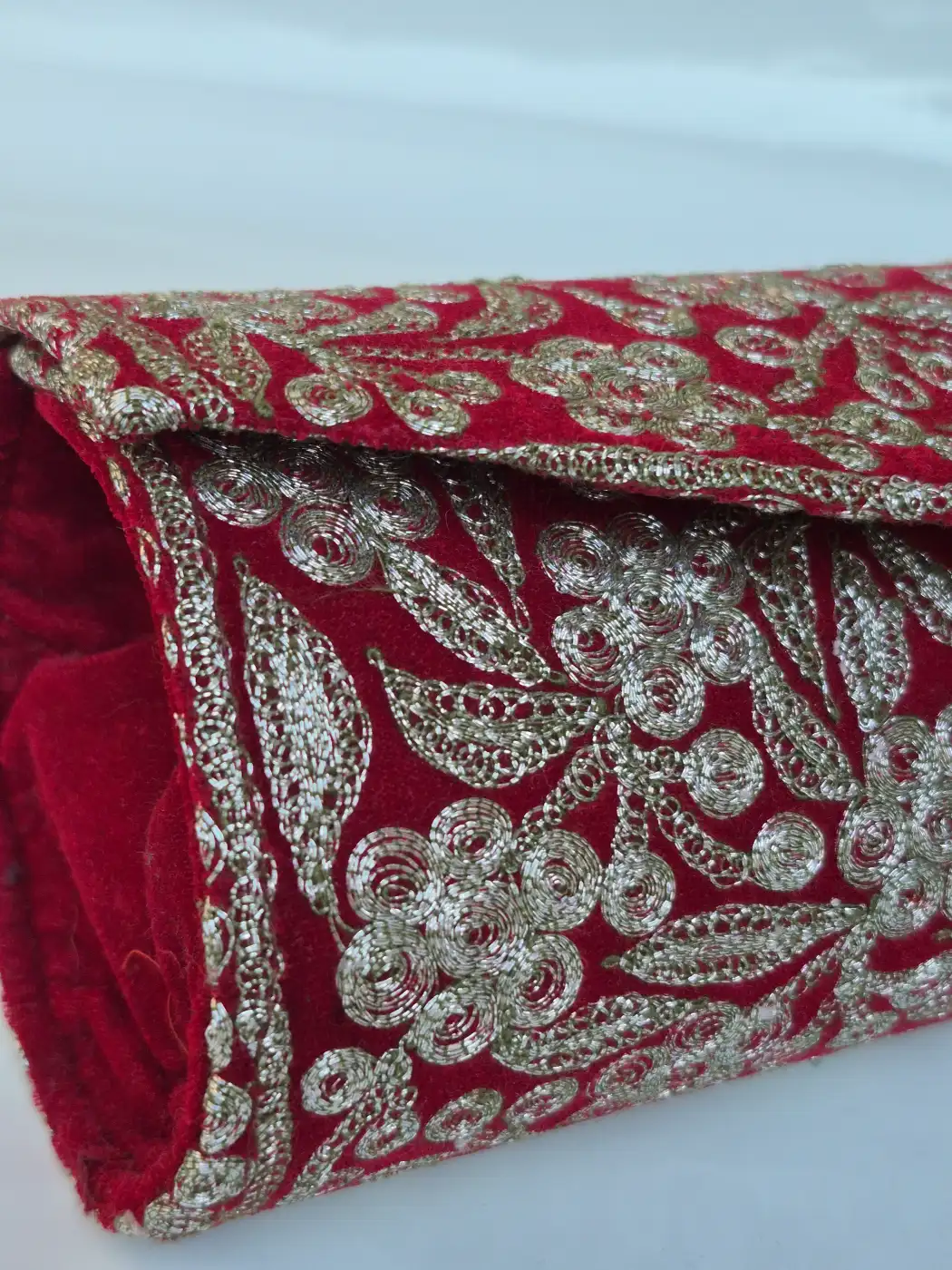 Javeria Red Kashmiri Clutch Bag with Botte Tilla Work - Image 2